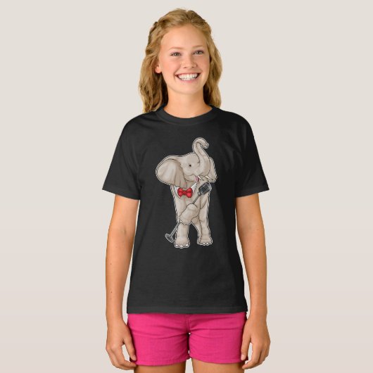 Elephant Singer Microfoon Muziek T-shirt (Voorkant volledig)