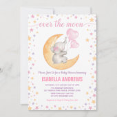 Elephant Siting on Moon Baby shower / Twinkle Star Kaart (Voorkant)