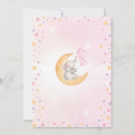 Elephant Siting on Moon Baby shower / Twinkle Star Kaart (Achterkant)