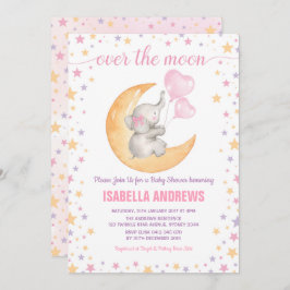 Elephant Siting on Moon Baby shower / Twinkle Star Kaart