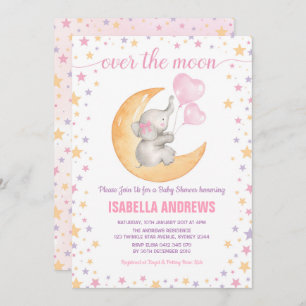 Elephant Siting on Moon Baby shower / Twinkle Star Kaart