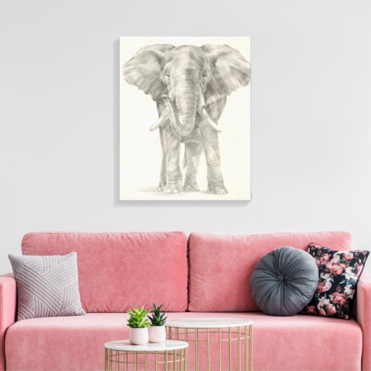 Elephant Sketch Canvas Afdruk (Insitu (Woonkamer))