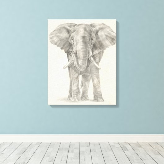 Elephant Sketch Canvas Afdruk (Insitu (Houten vloer))