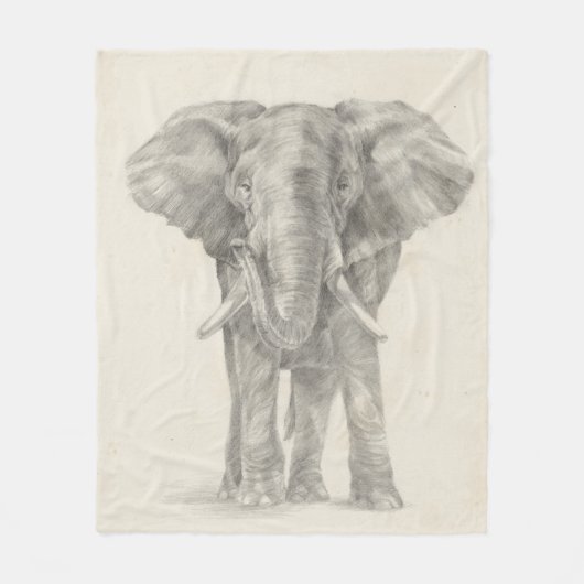 Elephant Sketch Fleece Deken (Voorkant)