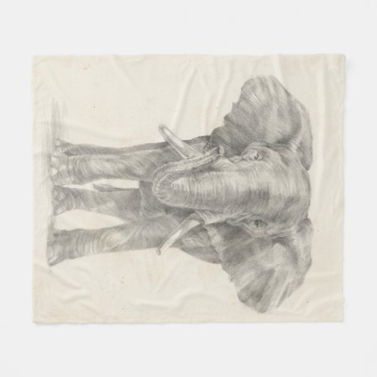 Elephant Sketch Fleece Deken (Voorkant (Horizontaal))