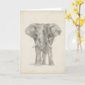 Elephant Sketch Kaart (Gele Bloem)