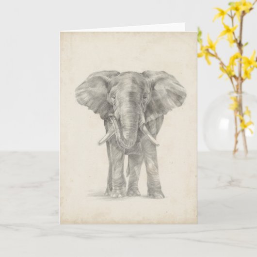 Elephant Sketch Kaart (Gele Bloem)