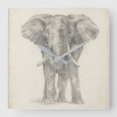 Elephant Sketch Vierkante Klok (Voorkant)