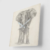 Elephant Sketch Vierkante Klok (Hoek)