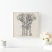 Elephant Sketch Vierkante Klok (Huis)