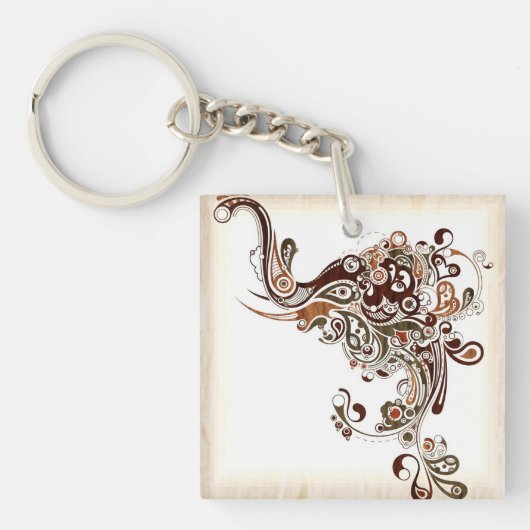 Elephant Sleutelhanger Abstract Spiral Artwork (Voorkant)