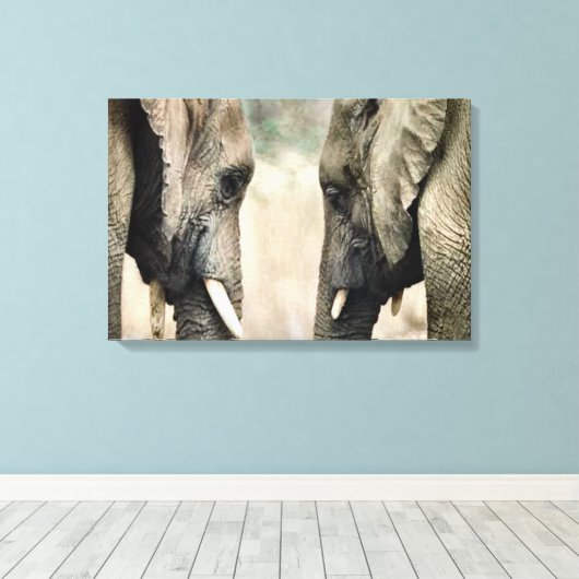 Elephant Soulmates Canvas Afdruk (Insitu (Houten vloer))
