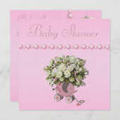 Elephant Speelgoed, Flowers & Pearls Baby shower Kaart (Voorkant / Achterkant)