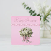 Elephant Speelgoed, Flowers & Pearls Baby shower Kaart (Staand voorkant)