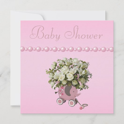 Elephant Speelgoed, Flowers & Pearls Baby shower Kaart (Voorkant)