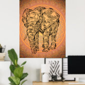 "Elephant Spirit" — version2, surreal totem animal Poster (Thuiskantoor)