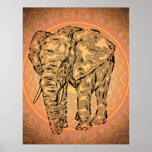 "Elephant Spirit" — version2, surreal totem animal Poster