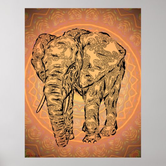 "Elephant Spirit" — version2, surreal totem animal Poster (Voorkant)