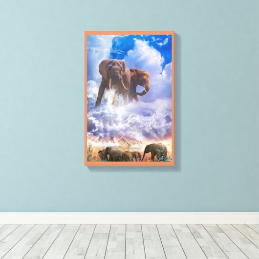 ELEPHANT SPIRITS VAN Mount Kilimanjaro Canvas Afdruk (Insitu (Houten vloer))