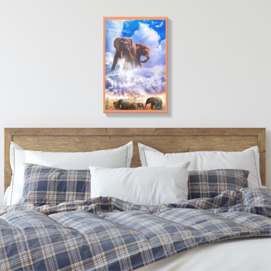 ELEPHANT SPIRITS VAN Mount Kilimanjaro Canvas Afdruk (Insitu (Slaapkamer))