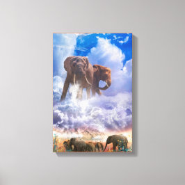 ELEPHANT SPIRITS VAN Mount Kilimanjaro Canvas Afdruk