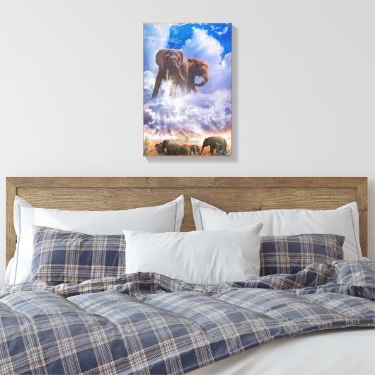 ELEPHANT SPIRITS VAN Mount Kilimanjaro Canvas Afdruk (Insitu (Slaapkamer))