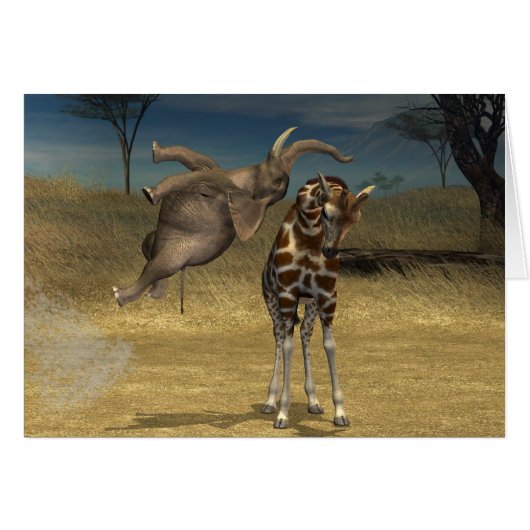 Elephant springt over Giraffe (Voorkant Horizontaal)