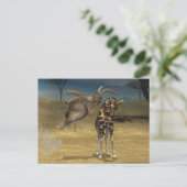 Elephant springt over Giraffe Briefkaart (Staand voorkant)