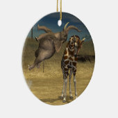 Elephant springt over Giraffe Keramisch Ornament (Rechts)