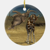 Elephant springt over Giraffe Keramisch Ornament (Achterkant)