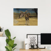 Elephant springt over Giraffe Poster (Thuiskantoor)