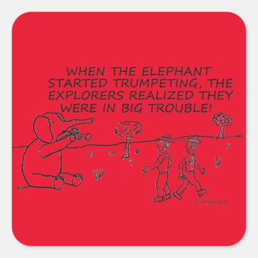 Elephant Square Sticker (Voorkant)