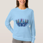 Elephant Star Menorah Shirten T-shirt<br><div class="desc">Grafische illustratie van een olifant,  giraffe en ster van David menorah design.</div>