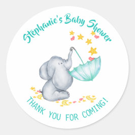 Elephant & Stars Baby shower Bedankt Ronde Sticker