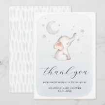 Elephant Stars Moon Dusty Blue Boy Baby shower