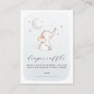 Elephant Stars Moon Dusty Blue Boy Baby shower Informatiekaartje