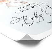 Elephant Stars Moon Dusty Blue Boy Baby shower Poster (Hoek)