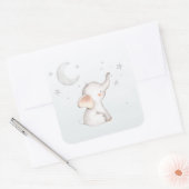 Elephant Stars Moon Dusty Blue Boy Baby shower Vierkante Sticker (Envelop)