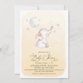 Elephant Stars Moon Yellow Neutraal Baby shower Kaart (Voorkant)