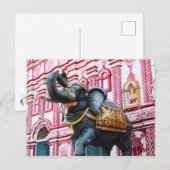 Elephant statue buiten de tempel, Sirsi Briefkaart (Voorkant / Achterkant)