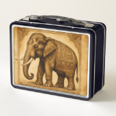 Elephant stijl, Antiek, metalen lunchbox (Achterkant)
