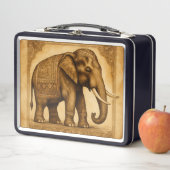 Elephant stijl, Antiek, metalen lunchbox (In situ)