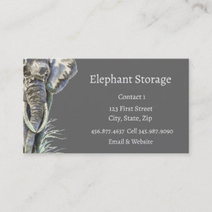 Elephant Storage Waterverf African Animal Art Visitekaartje