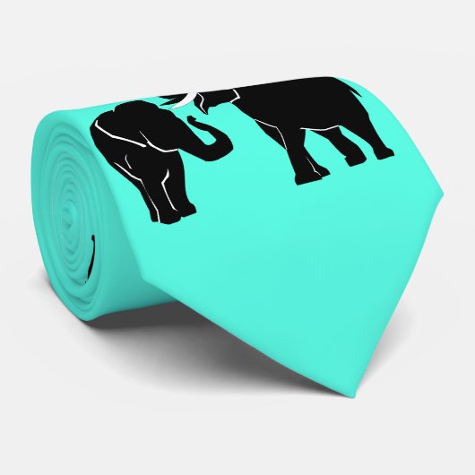 Elephant Stropdas Blauwgroen of Kies Kleur (Opgerold)