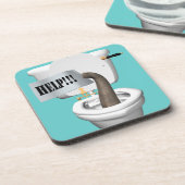 Elephant Stuck in Toilet Bier Onderzetter (Linkerzijde)