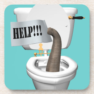 Elephant Stuck in Toilet Bier Onderzetter