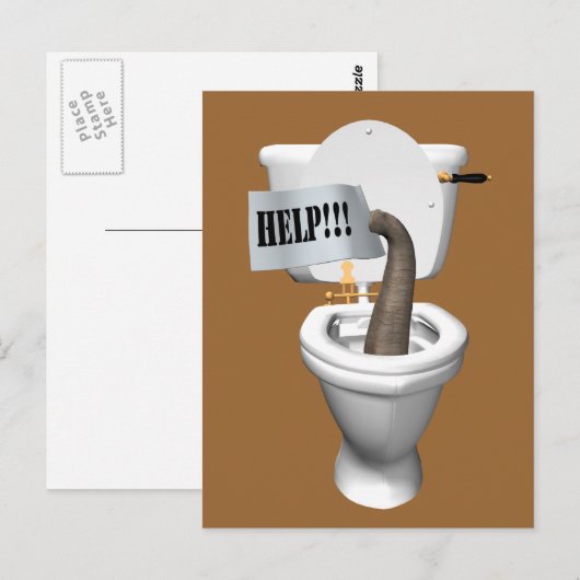 Elephant Stuck in Toilet Briefkaart (Voorkant / Achterkant)