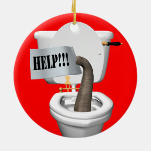 Elephant Stuck in Toilet Keramisch Ornament