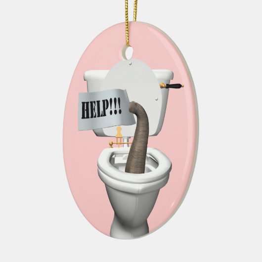 Elephant Stuck in Toilet Keramisch Ornament (Links)