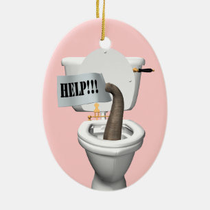 Elephant Stuck in Toilet Keramisch Ornament